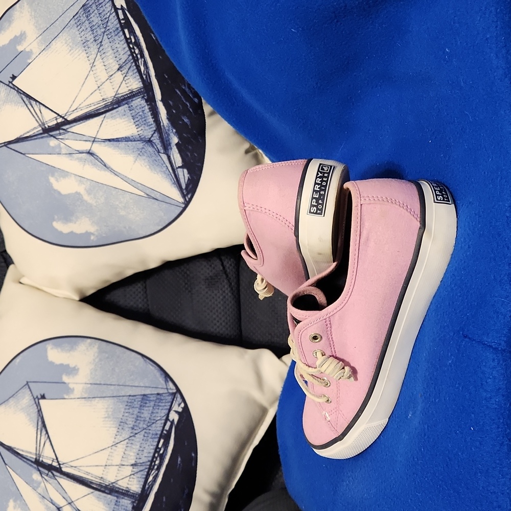 Make Offer! Sperry Topsider slip on boat shoe, pink thick canvas sneaker Size 6